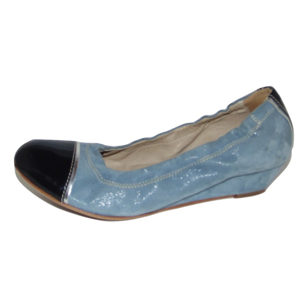 AGL Attilio Giusti‎ Leombruni Wedge cap Toe Low Pump Blue Denim 7 US